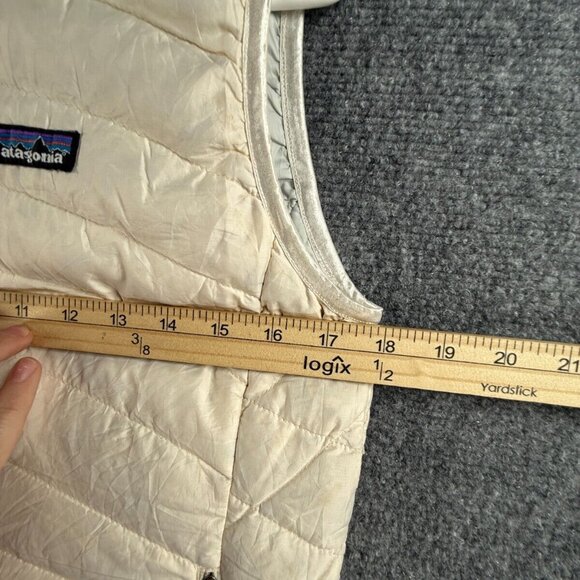 Patagonia Women Down Vest Sleeveless Ivory Full Zip Pockets Small Adjustable - Picture 7 of 16